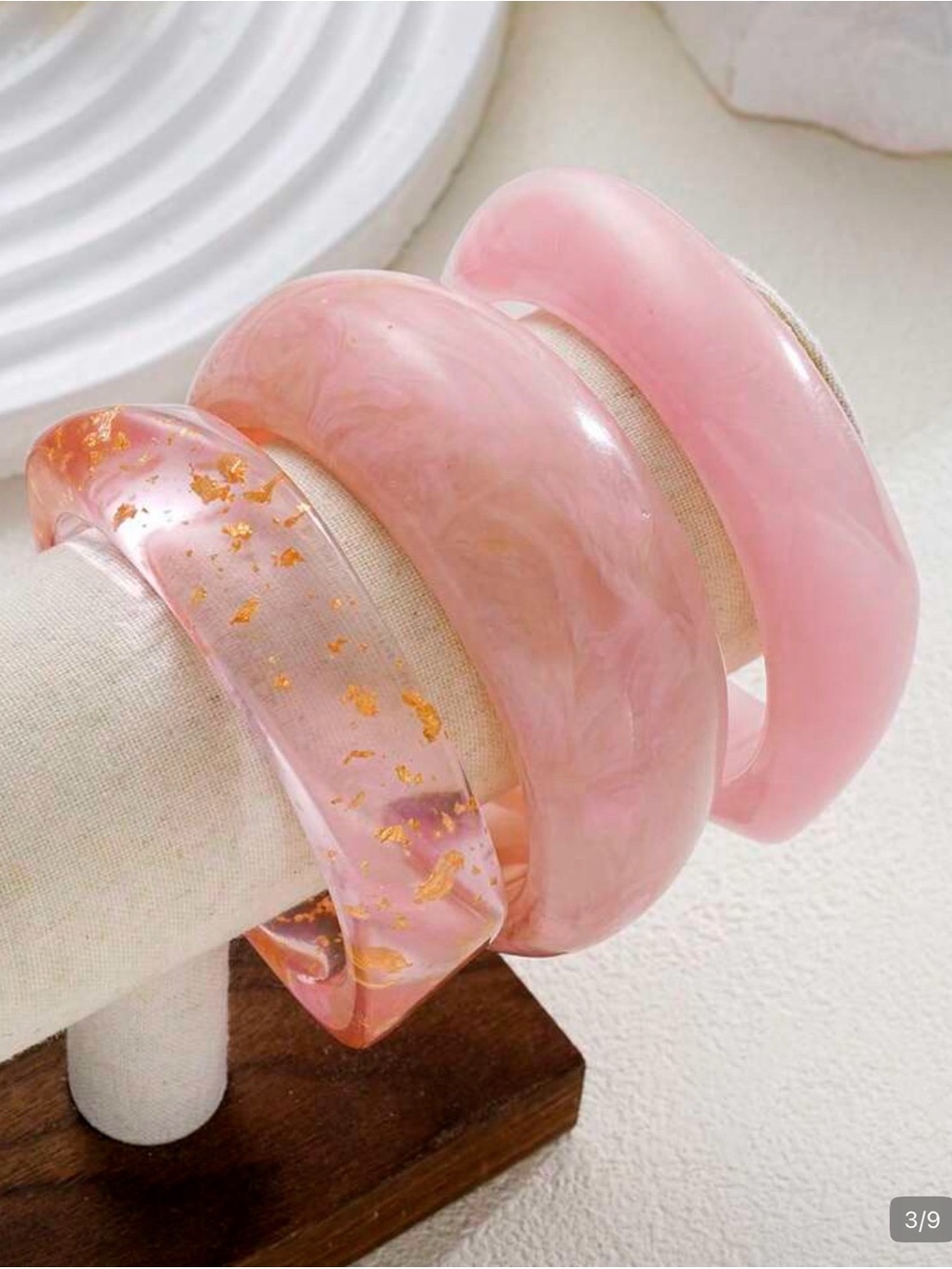 Pink Resin Bangle Bracelet Set - Elegant Women’s Jewelry